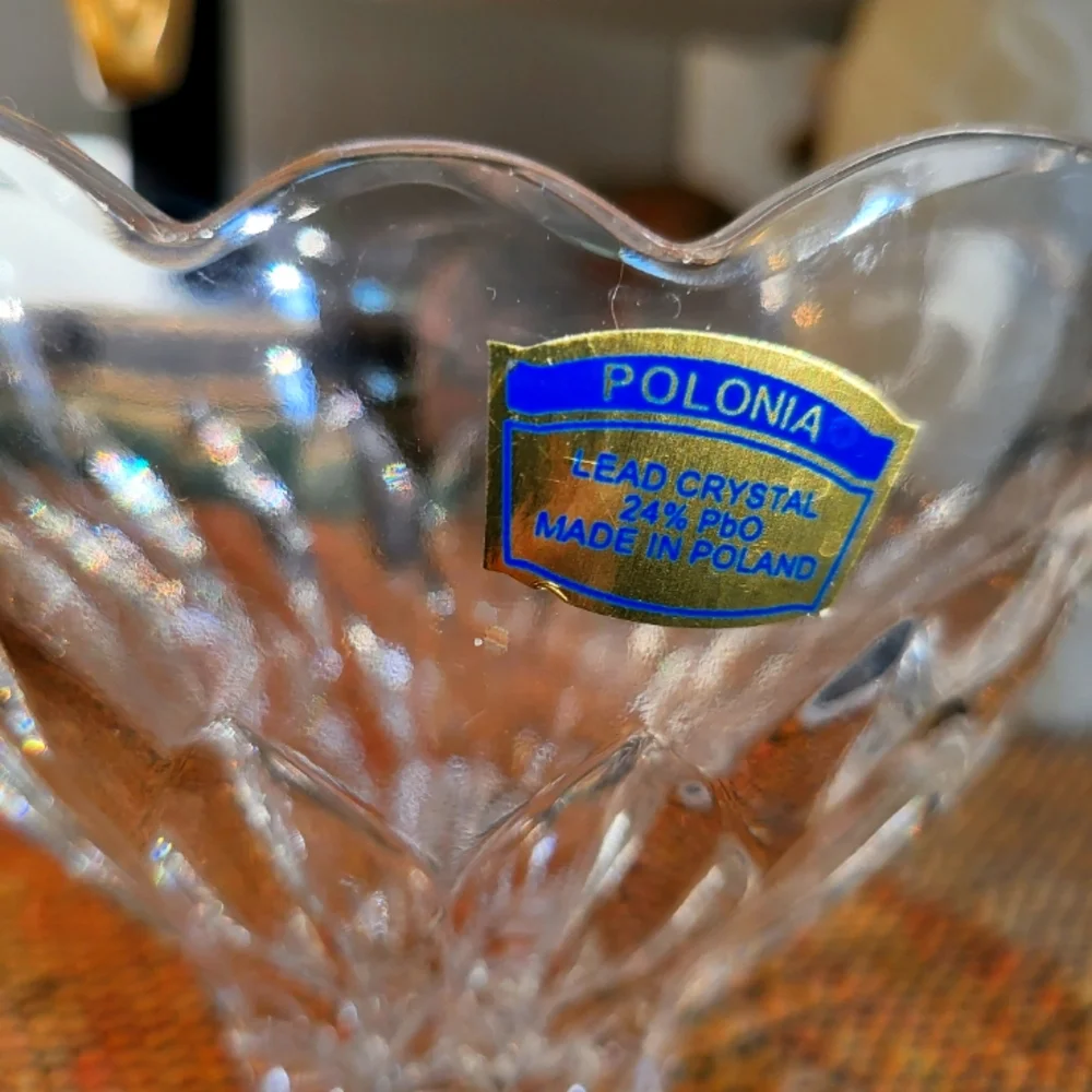 VTG Polonia Lead Crystal 24% Clear Dish 5.5"ร6" Poland - Picture 3 of 6